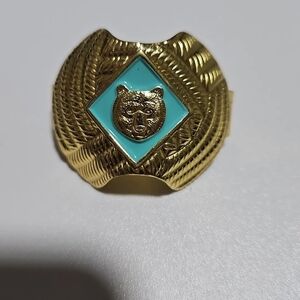 Gold and Turquoise Boy Cub Scout Wolf Rank Neckerchief Scarf Neck Tie Holder